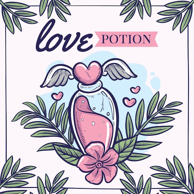 Hand drawn love potion illustrated