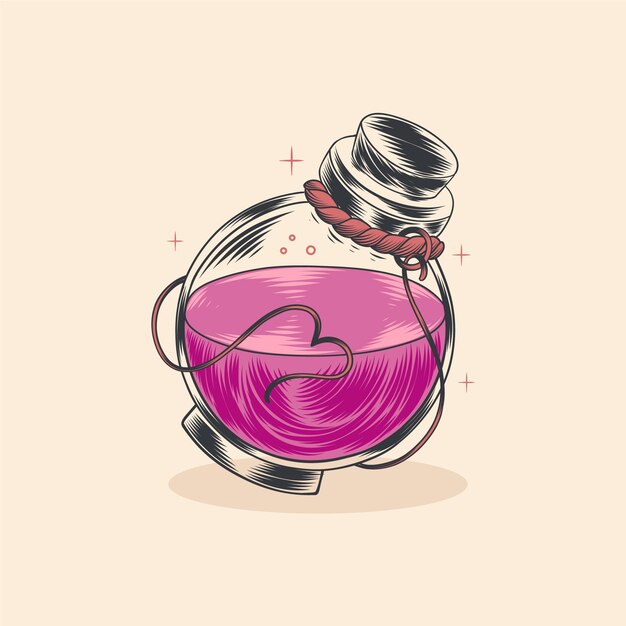 Hand drawn love potion illustration