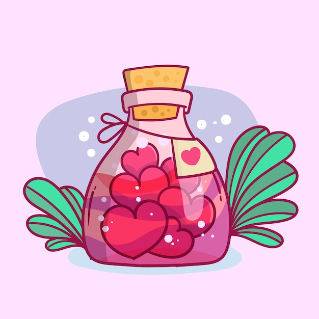 Hand drawn love potion illustration