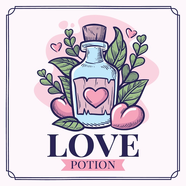 Hand drawn love potion illustration