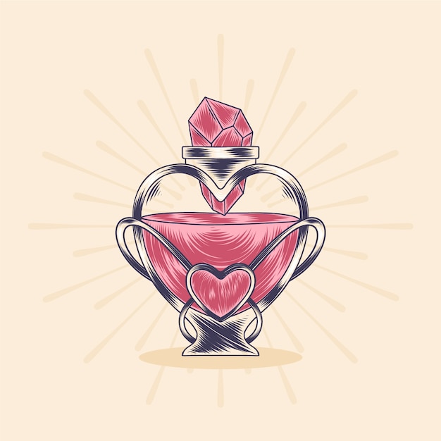 Hand drawn love potion illustration