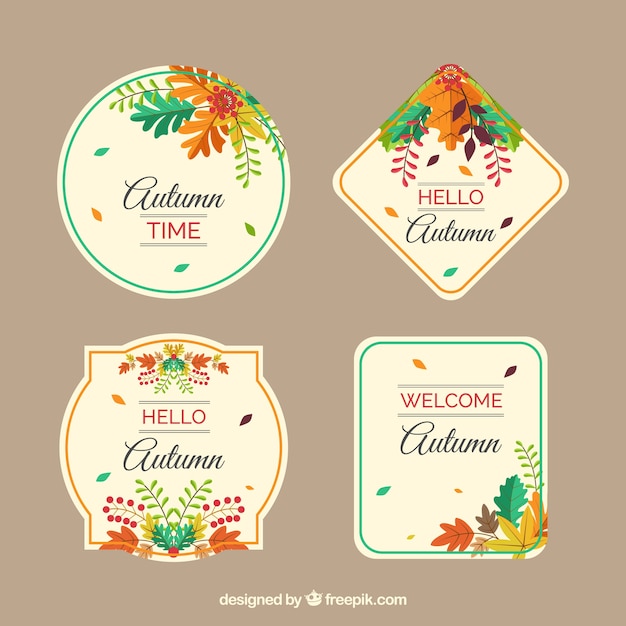 Free vector hand drawn lovely autumn label collection