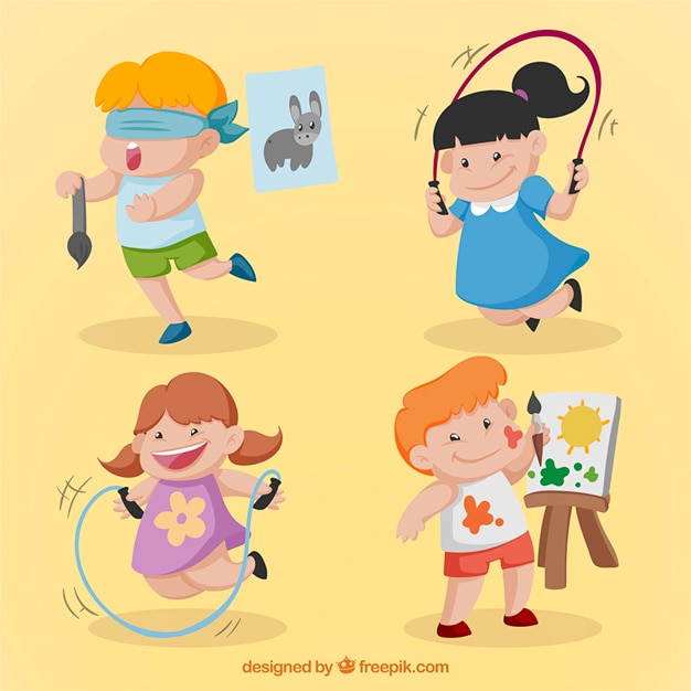 Free vector hand drawn lovely children doing activities