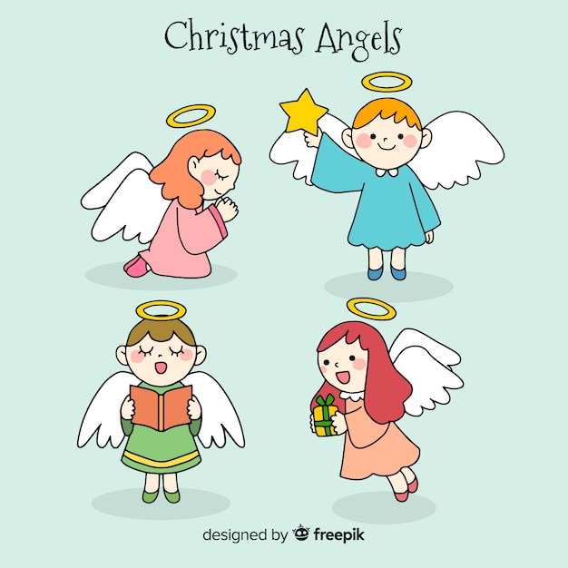 Free vector hand drawn lovely christmas angel collection