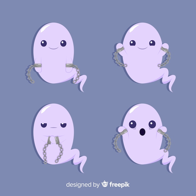 Hand drawn lovely halloween character collection