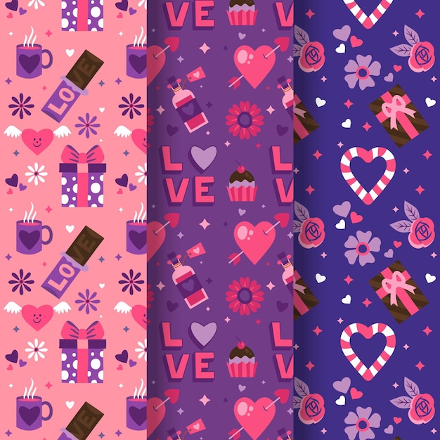 Hand drawn lovely valentine's day pattern collection