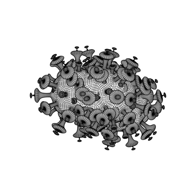 Hand drawn low poly wireframe Coronavirus Bacteria Cell Icon 2019nCoV Novel Coronavirus Bacteria No Infection and Stop Coronavirus Concepts Dangerous Coronavirus Cell in China