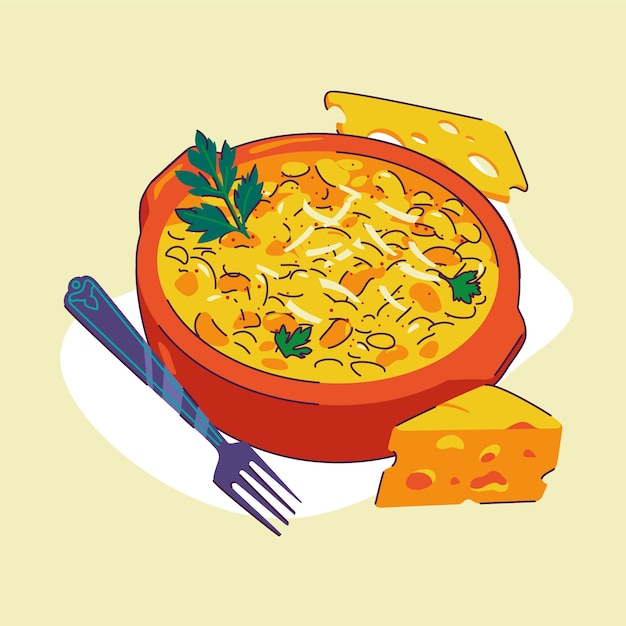 Hand drawn mac and cheese illustration