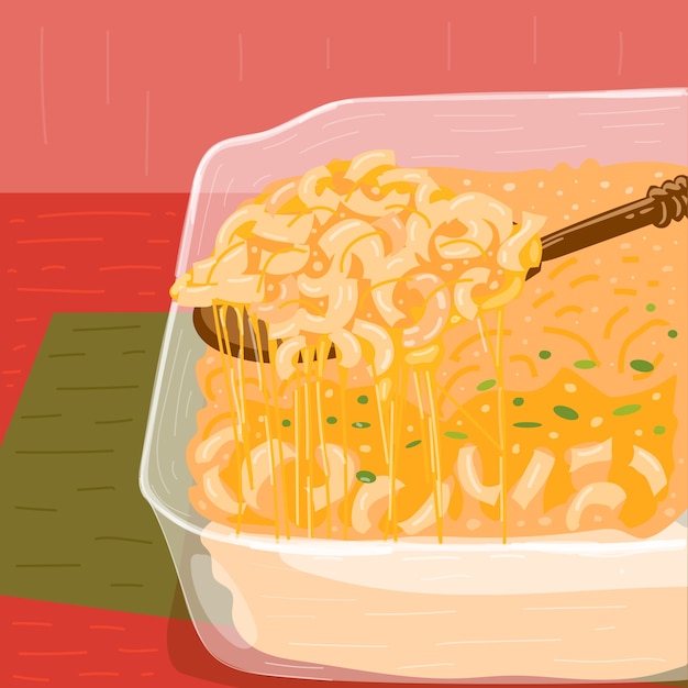 Hand drawn  mac and cheese illustration