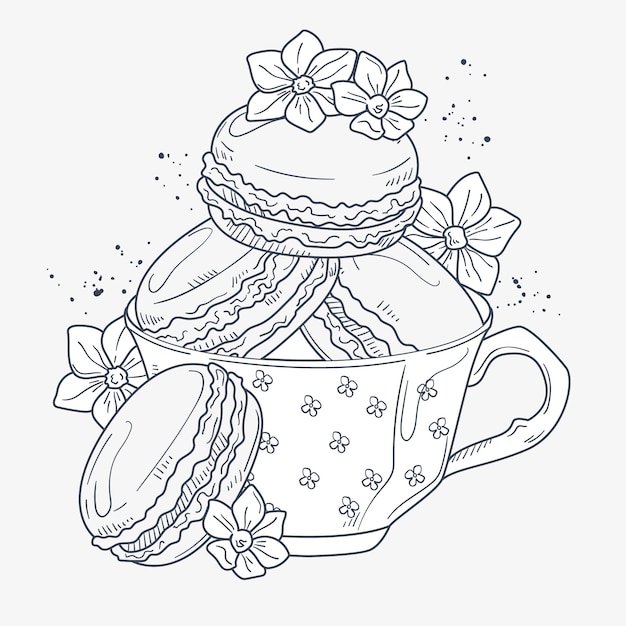 Free vector hand drawn macaroon drawing illustration