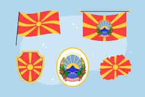 Vettore gratuito emblemi nazionali della macedonia disegnati a mano