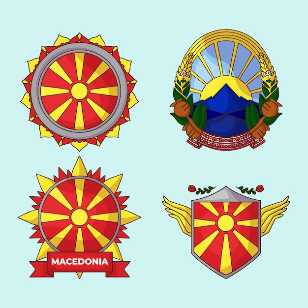 Нарисованные вручную национальные гербы македонии
