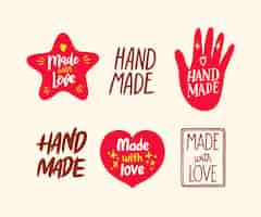 Free vector hand drawn made with love labels set