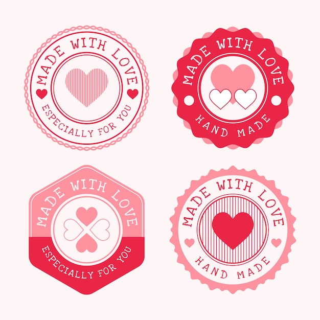 Free vector hand drawn made with love labels set