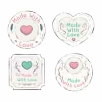 Free vector hand drawn made with love labels set