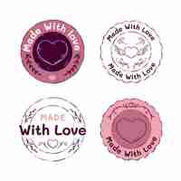 Free vector hand drawn made with love labels set