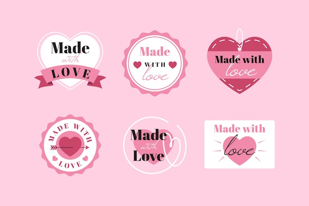 Free vector hand drawn made with love labels set