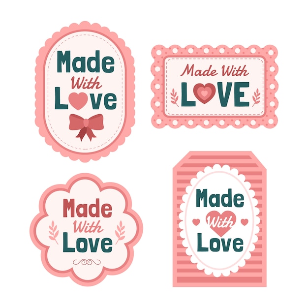 Free vector hand drawn made with love labels