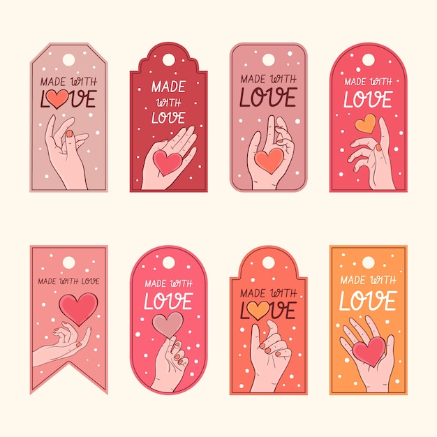 Free vector hand drawn made with love labels