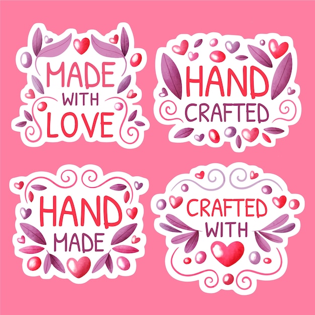 Hand drawn made with love stamps