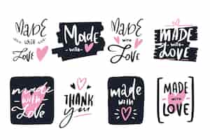 Free vector hand drawn made with love stamps