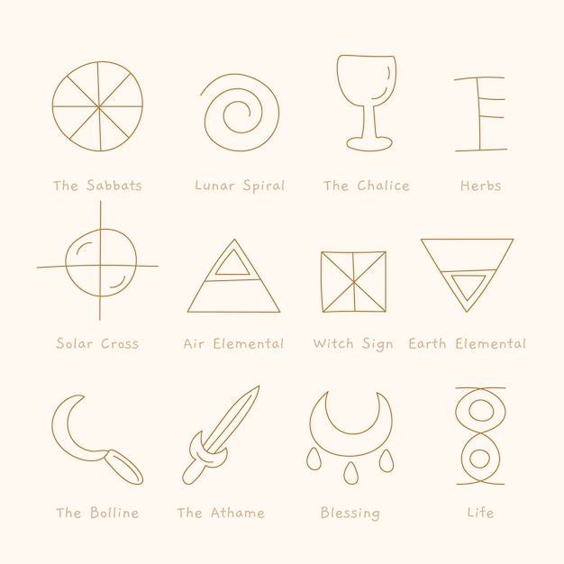 Free vector hand drawn magic symbol set