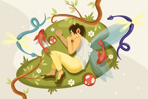 Free vector hand drawn magical dream with fairy