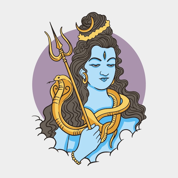 Vettore gratuito illustrazione disegnata a mano di maha shivaratri