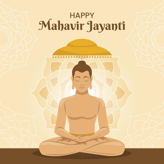 Hand drawn mahavir jayanti illustration