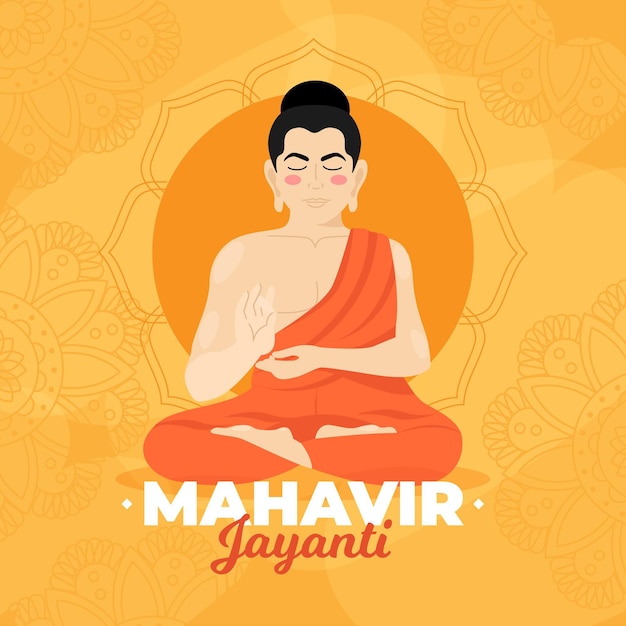 Hand drawn mahavir jayanti illustration