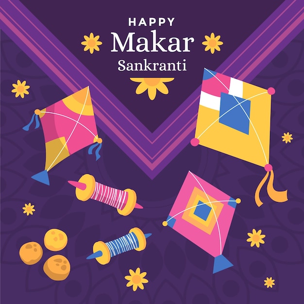 손으로 그린 makar sankranti