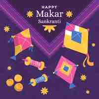 Vettore gratuito makar sankranti disegnato a mano