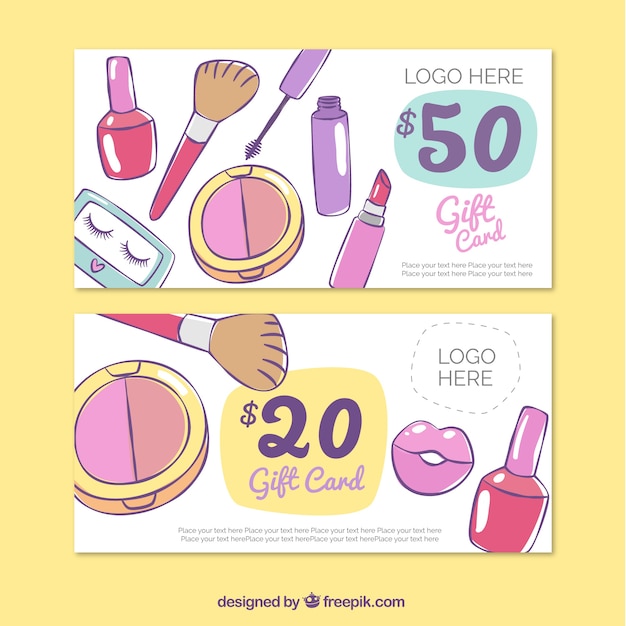 Hand drawn make-up accessories banners