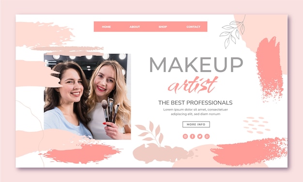 Free vector hand drawn makeup artist landing page template