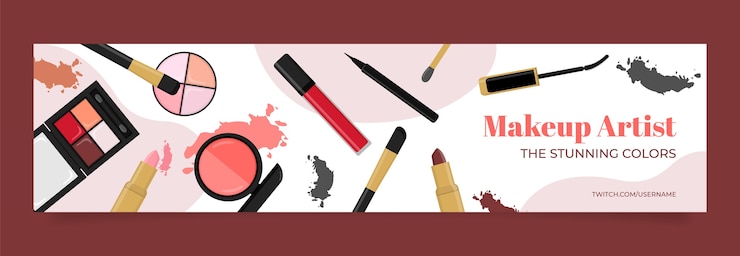 Free Vector hand drawn makeup artist twitch banner