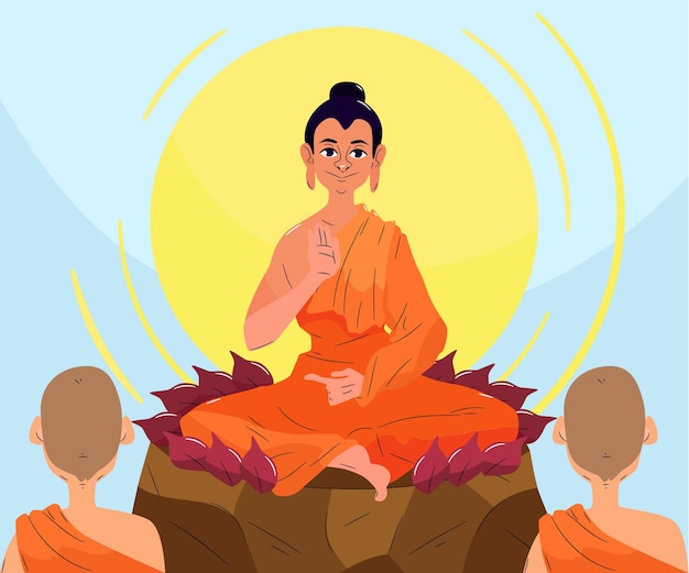 Hand-drawn makha bucha day illustration