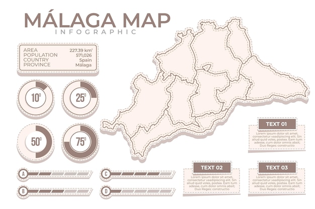 Vettore gratuito mappa di malaga disegnata a mano