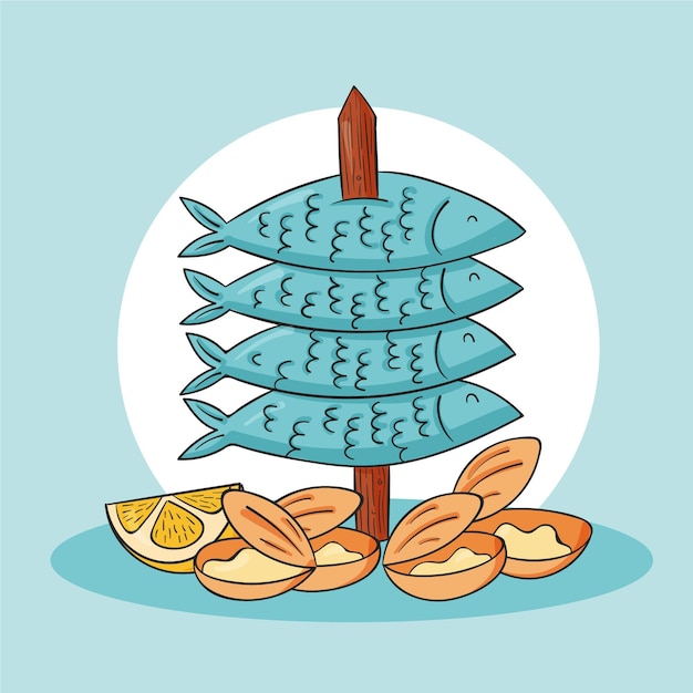 Free vector hand drawn malaga typical food