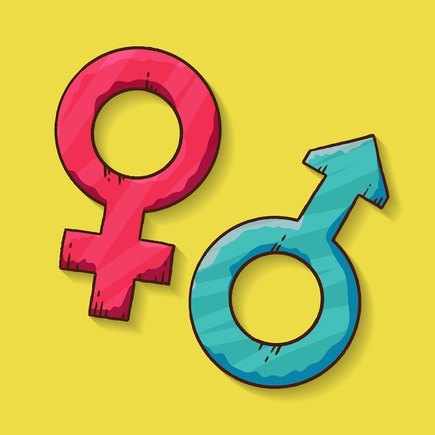 Free vector hand drawn male female symbols