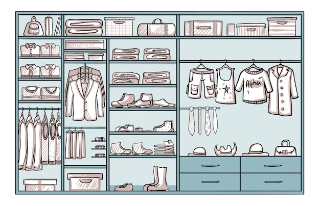 Free vector hand drawn male wardrobe concept