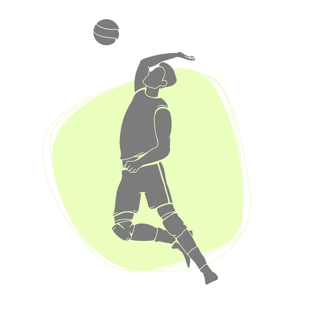 Vettore gratuito uomo disegnato a mano che gioca a pallavolo silhouette