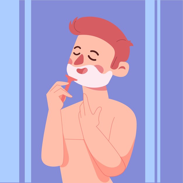 Hand drawn man shaving illustration