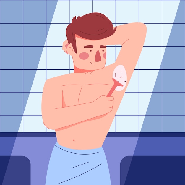 Hand drawn man shaving illustration