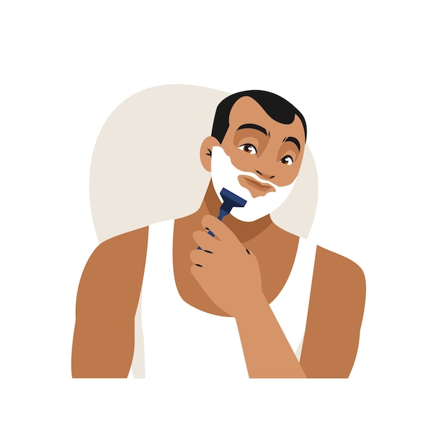 Hand drawn man shaving illustration