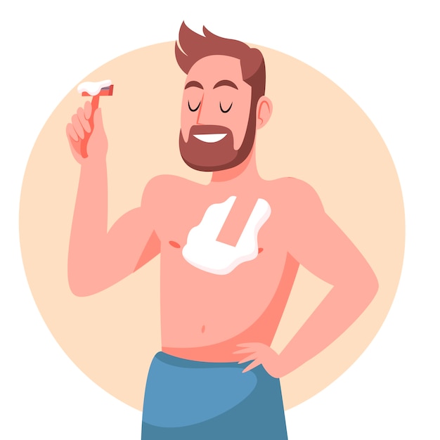 Нарисованная рукой иллюстрация бритья человека