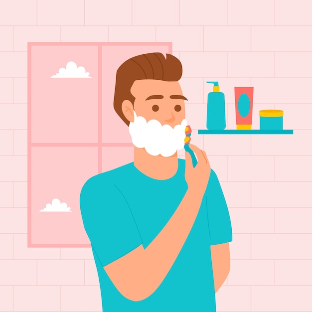 Hand drawn man shaving illustration