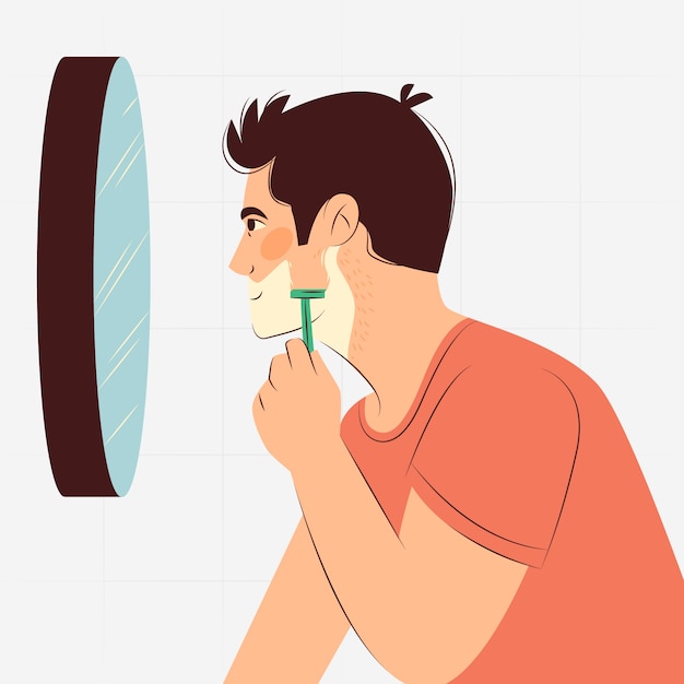 Hand drawn man shaving illustration