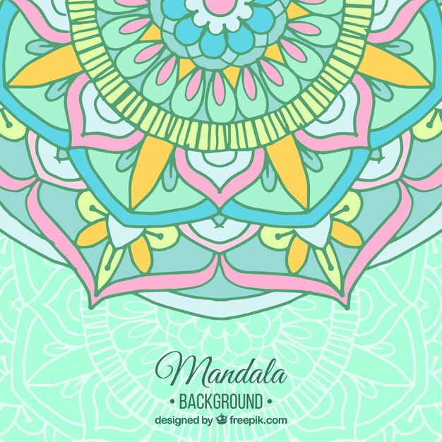 Hand drawn mandala background in pastel color