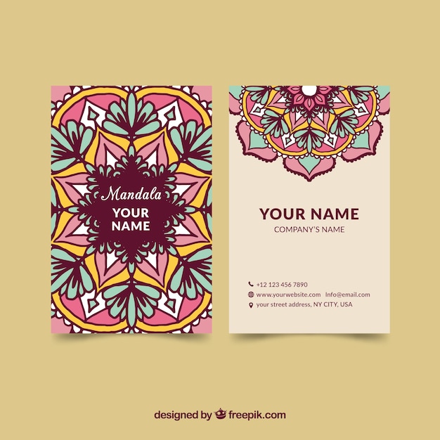 Hand drawn mandala business card