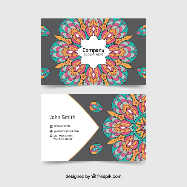 Free vector hand drawn mandala corporate card